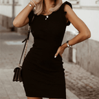 Women's Ruffle Sleeve Bodycon Dress – Fitted Evening Cocktail Dress