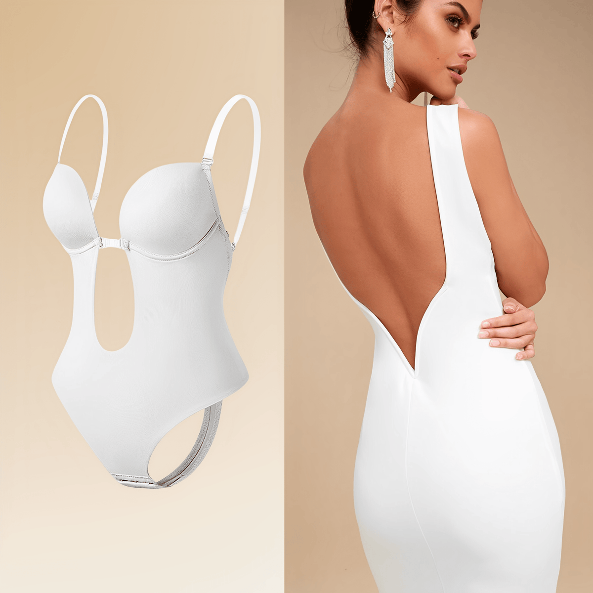 Women's Backless Shaping Bodysuit – Seamless Low Back Smoothing Bodysuit