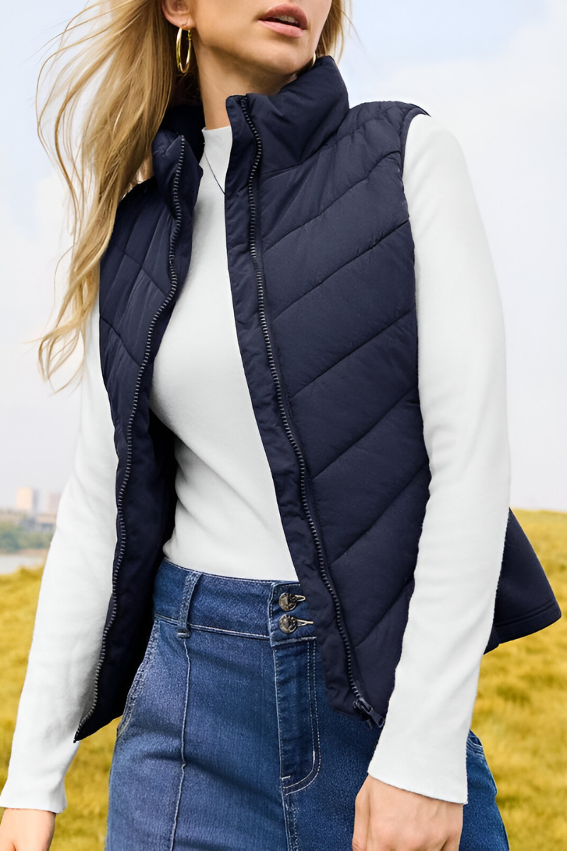 Women's Quilted Puffer Vest – Sleeveless Cold Weather Gilet