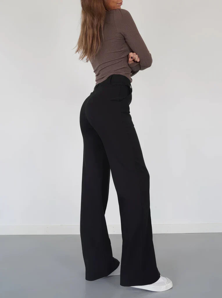 Women's Wide Leg Dress Pants – High Waist Tailored Fitted Waist Trousers