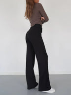 Women's Wide Leg Dress Pants – High Waist Tailored Fitted Waist Trousers