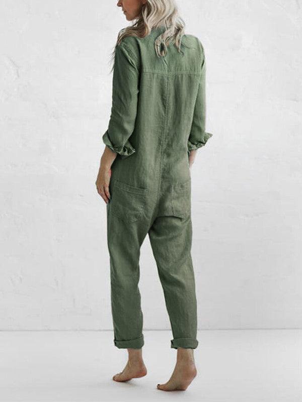 Women's Full Length Jumpsuit – Relaxed Long Sleeve Occasion Jumpsuit