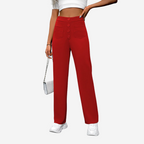 Women's Tailored Stretch Pants – High Waist Straight Leg Pocket Trousers