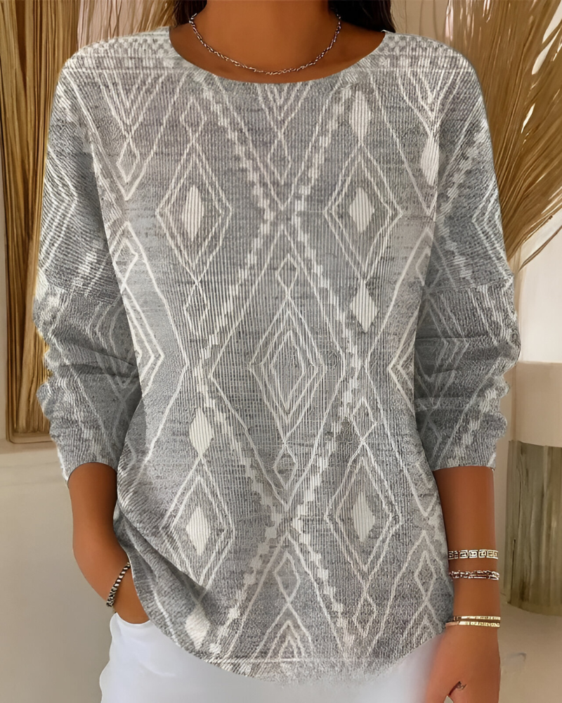 Women's Long Sleeve Textured Sweater – Relaxed Knit Pullover