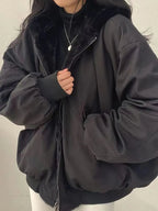 Women's Reversible Winter Jacket – Oversized Hooded Jacket