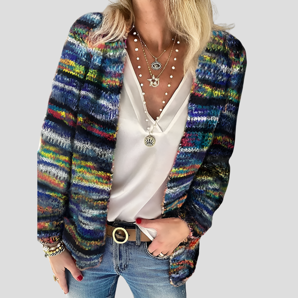 Women's Colourful Spring Cardigan – Textured Lightweight Knit Cardigan