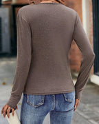 Women's Pleated V-Neck Wrap Blouse – Fitted Long Sleeve Blouse