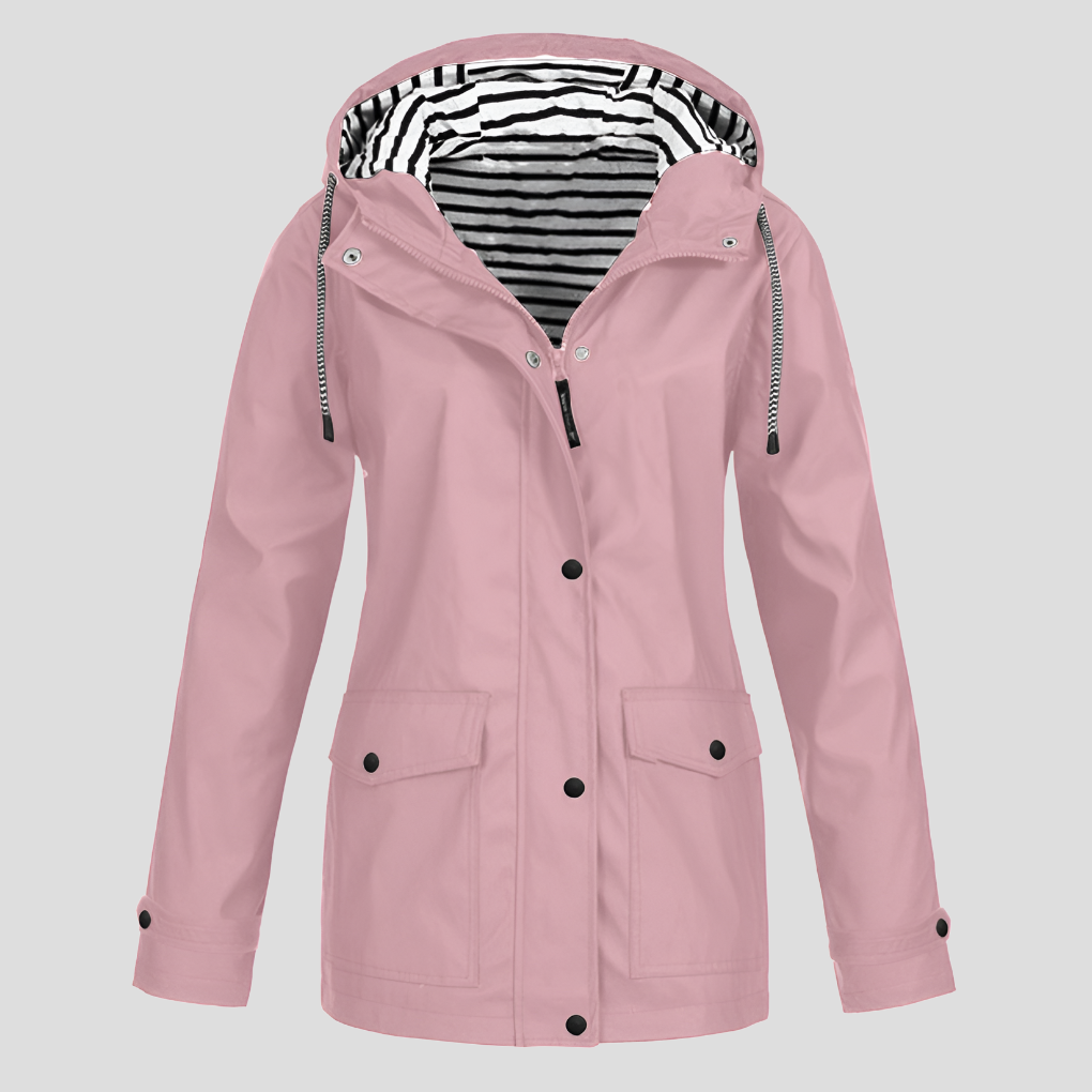 Women's Hooded Rain Jacket – Wind Resistant Zip-Up Outdoor Jacket