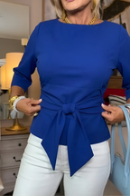Women's Tie Front Blouse – Bow Waist Fitted Top