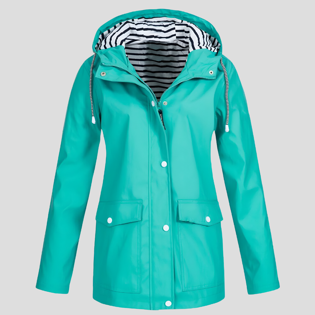 Women's Hooded Rain Jacket – Wind Resistant Zip-Up Outdoor Jacket