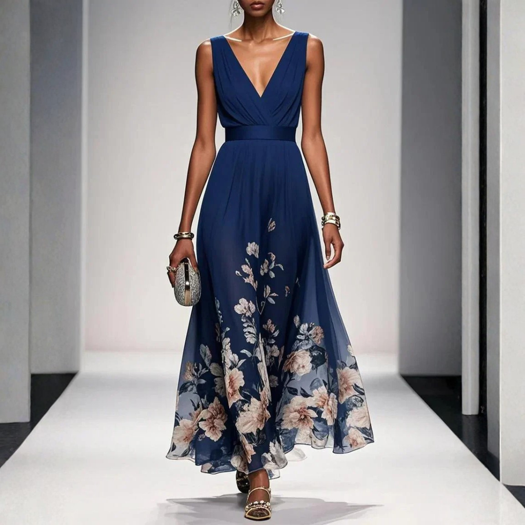 Women's Floral Wedding Guest Maxi Dress – Flowy Summer Occasion Dress