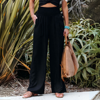Women's High Waist Casual Pants – Relaxed Wide Leg Pull-On Trousers