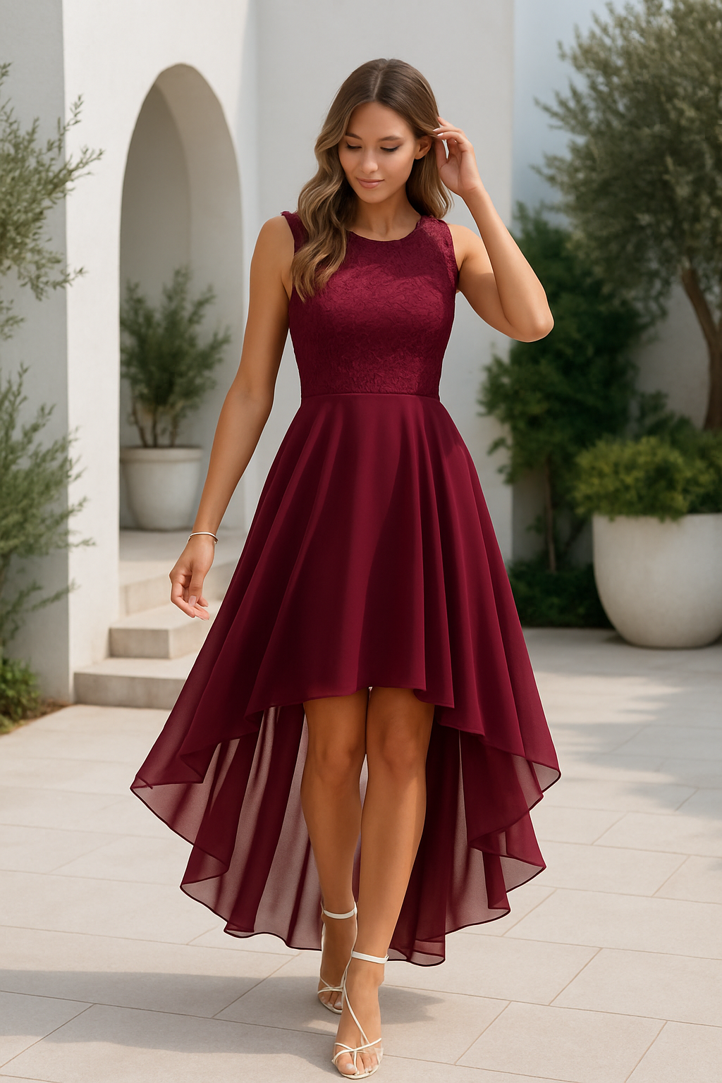 Women's High Low Wedding Guest Dress – Asymmetrical Formal Cocktail Dress