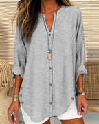 Women's Striped Button Down Blouse – Relaxed Casual Shirt Blouse