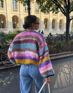 Women's Open Front Striped Cardigan – Relaxed Long Sleeve Cardigan