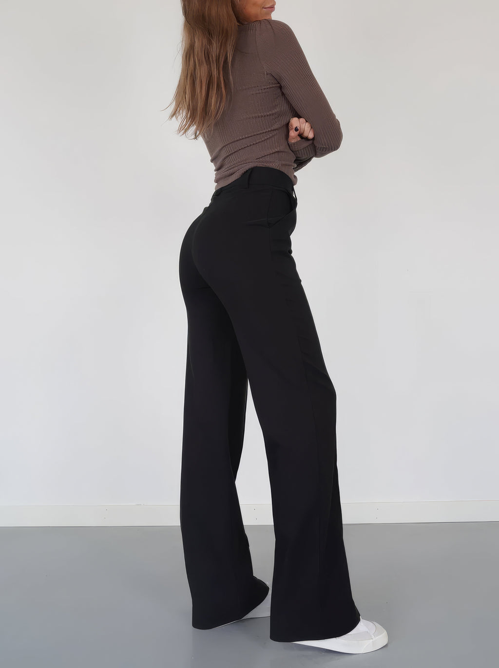 Women's High Waisted Office Trousers – Tailored Straight Leg Dress Pants