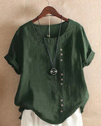 Women's Short Sleeve Button Blouse – Relaxed Button Detail Blouse