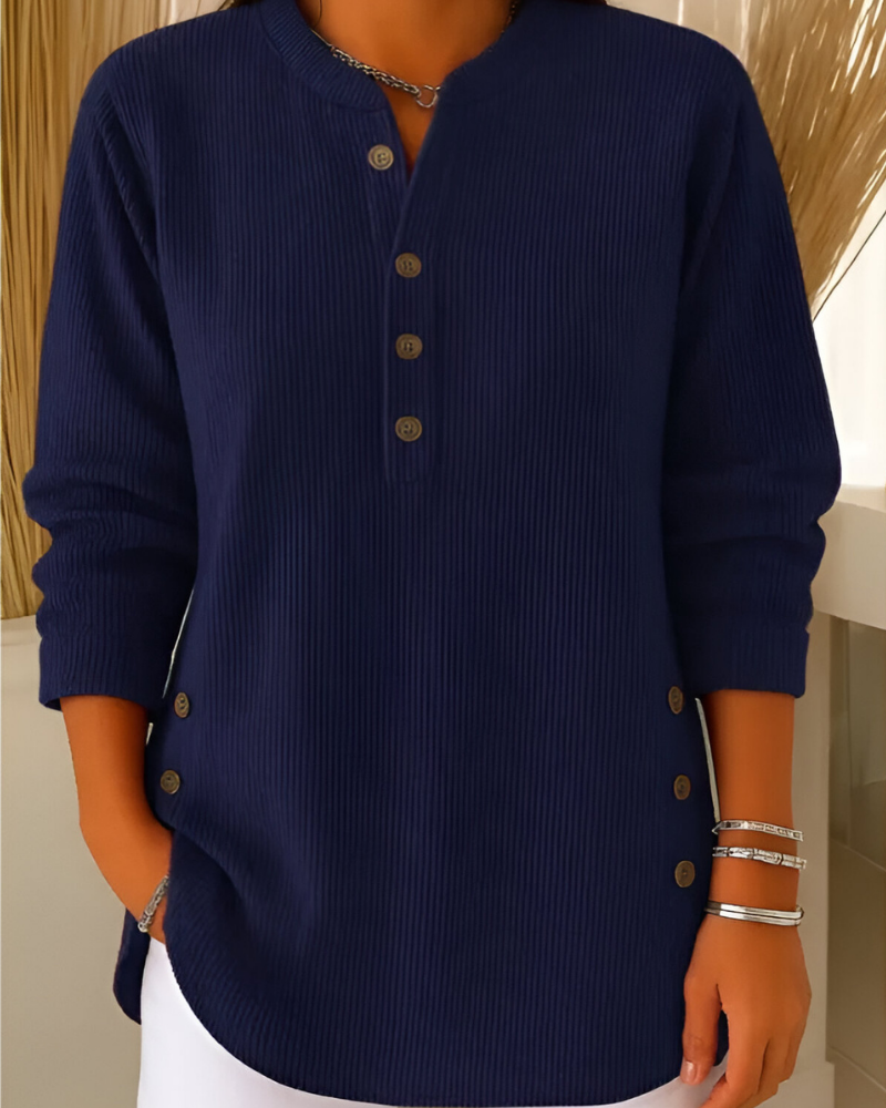 Women's Long Sleeve Knit Top – Textured Relaxed Sweater Top