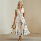 Women's Sleeveless Pleated Maxi Dress – Flowy Formal Occasion Dress