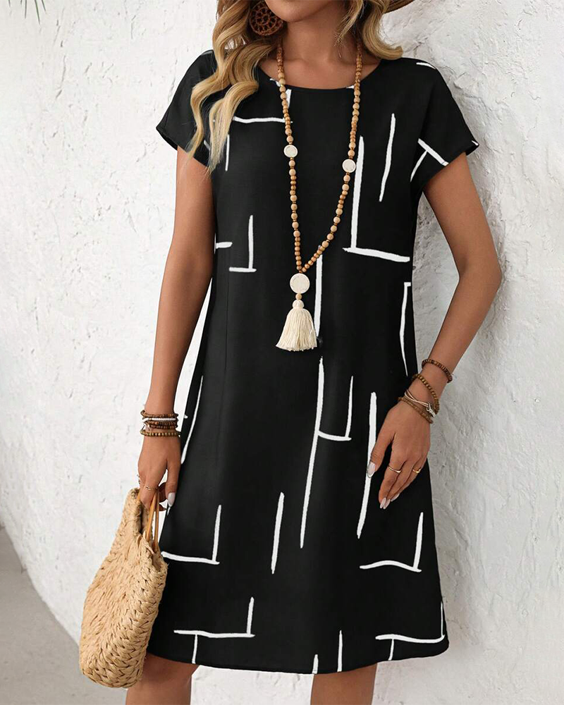 Women's Vacation Print Dress – Flowy Relaxed Summer Dress