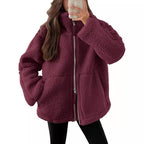Women's Oversized Fleece Winter Jacket – Warm Zip-Up Jacket