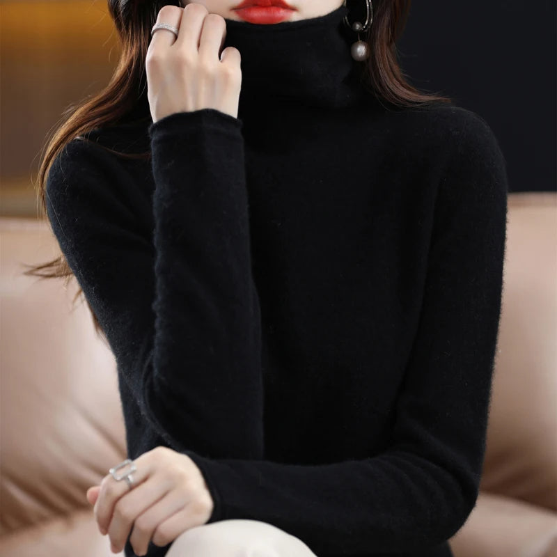 Women's Turtleneck Winter Sweater – Classic Roll Neck Knit Sweater