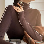 Women's Long Sleeve Roll Neck Sweater – Fitted Winter Knit Sweater