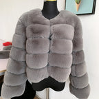 Women's Cropped Faux Fur Jacket – Plush Statement Winter Jacket