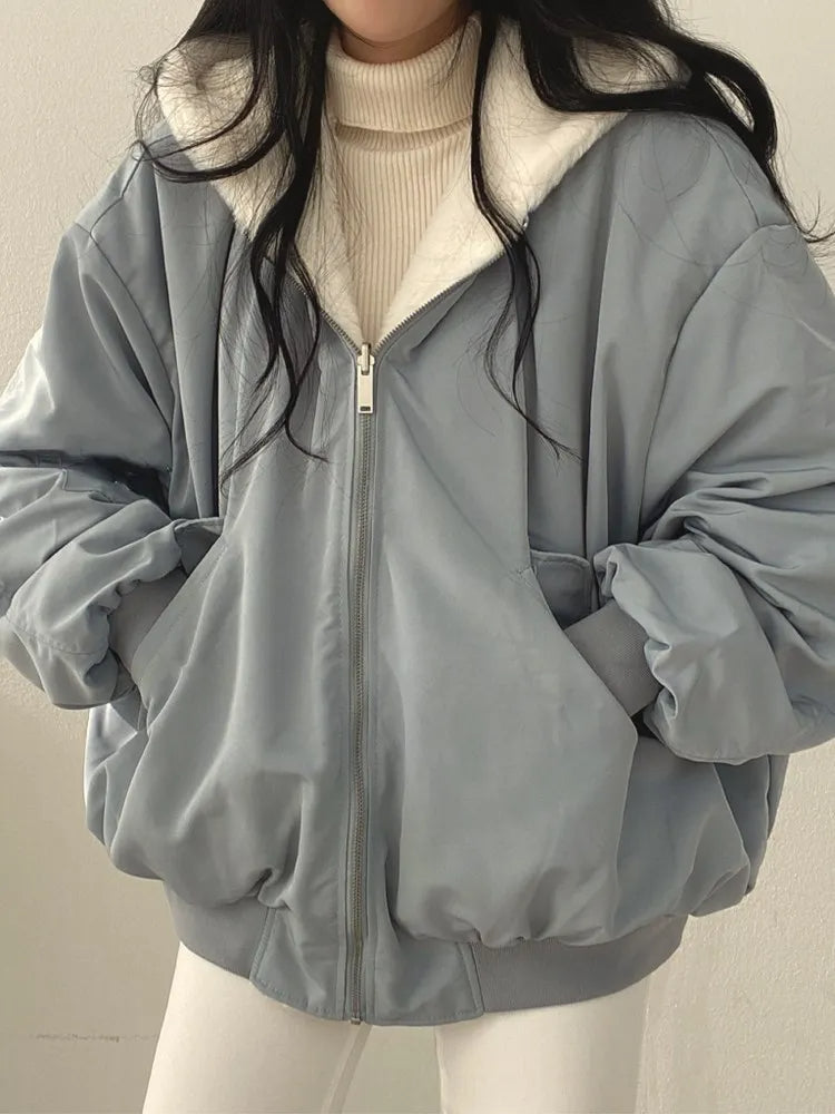 Women's Reversible Winter Jacket – Oversized Hooded Jacket