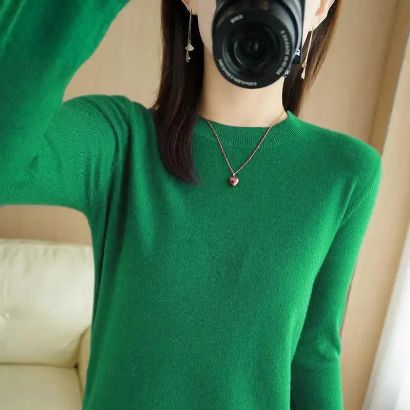 Women's Crew Neck Knit Sweater – Lightweight Long Sleeve Sweater