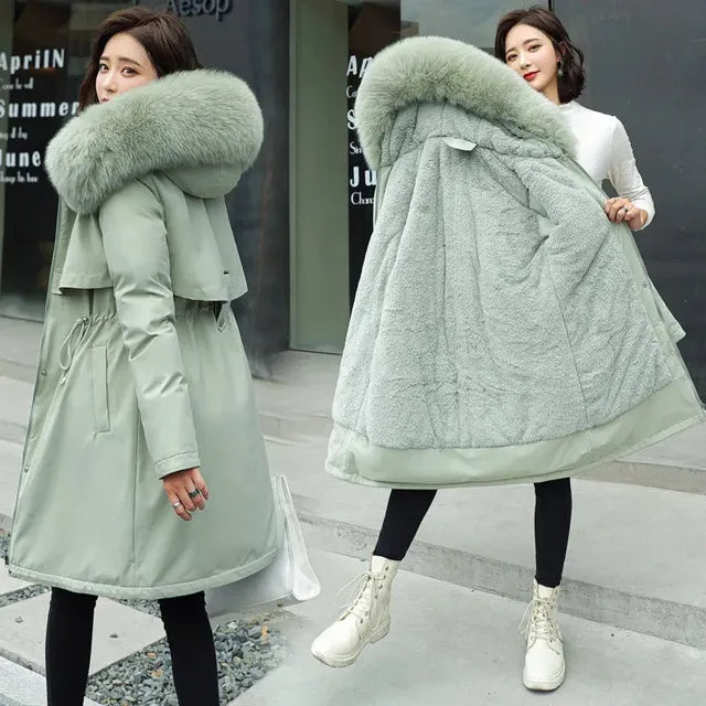 Women's Fur Lined Winter Parka – Hooded Longline Coat