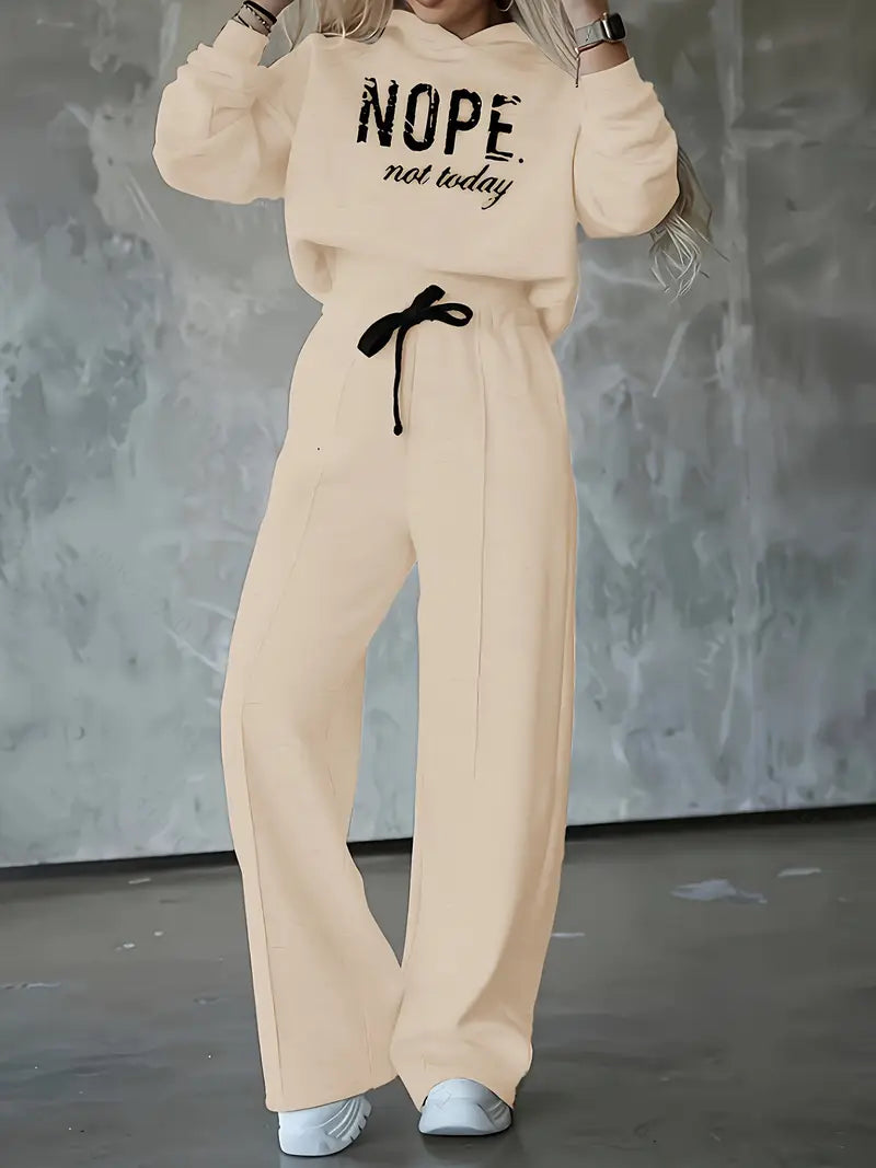 Women's Graphic Hoodie Tracksuit – Wide Leg Lounge Set
