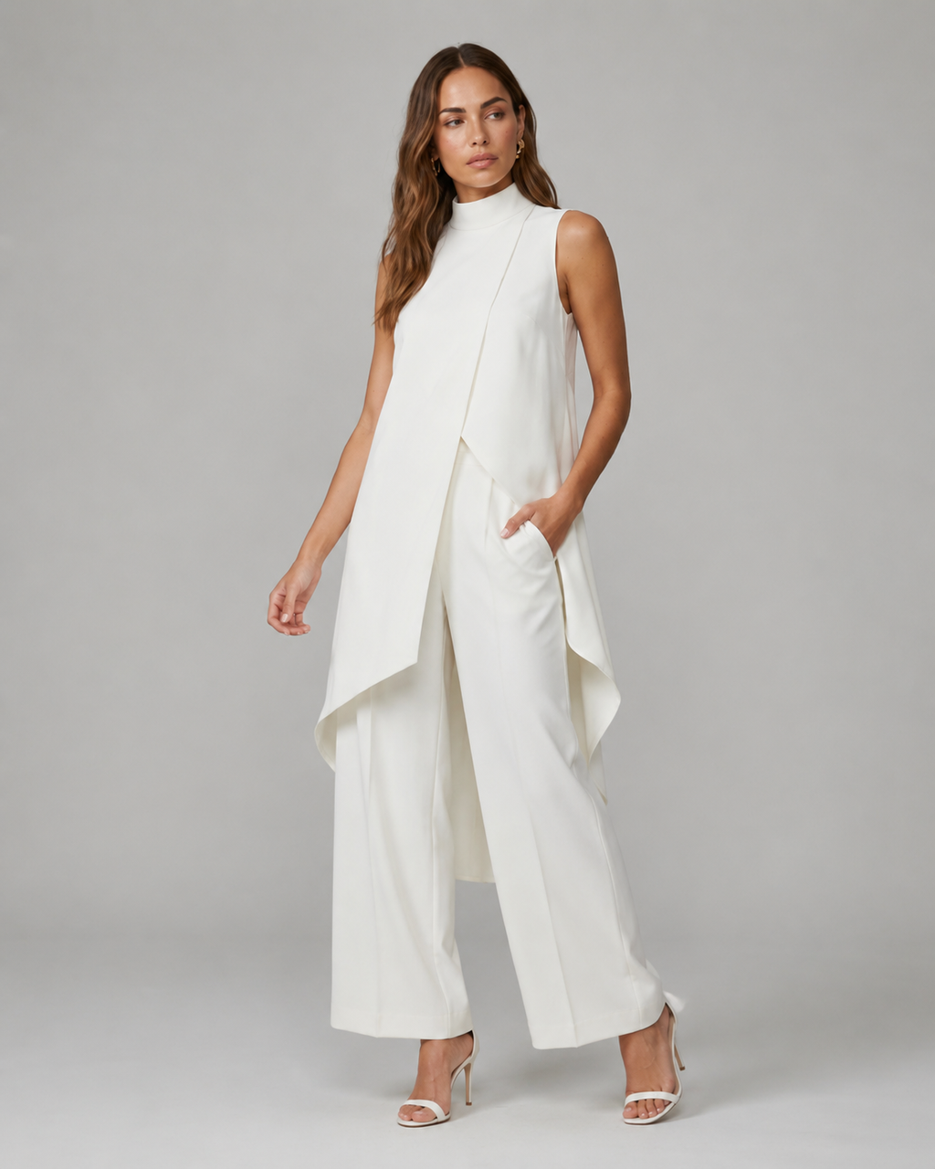 Women's Asymmetrical Wide Leg Jumpsuit – Flowy Formal Evening Jumpsuit