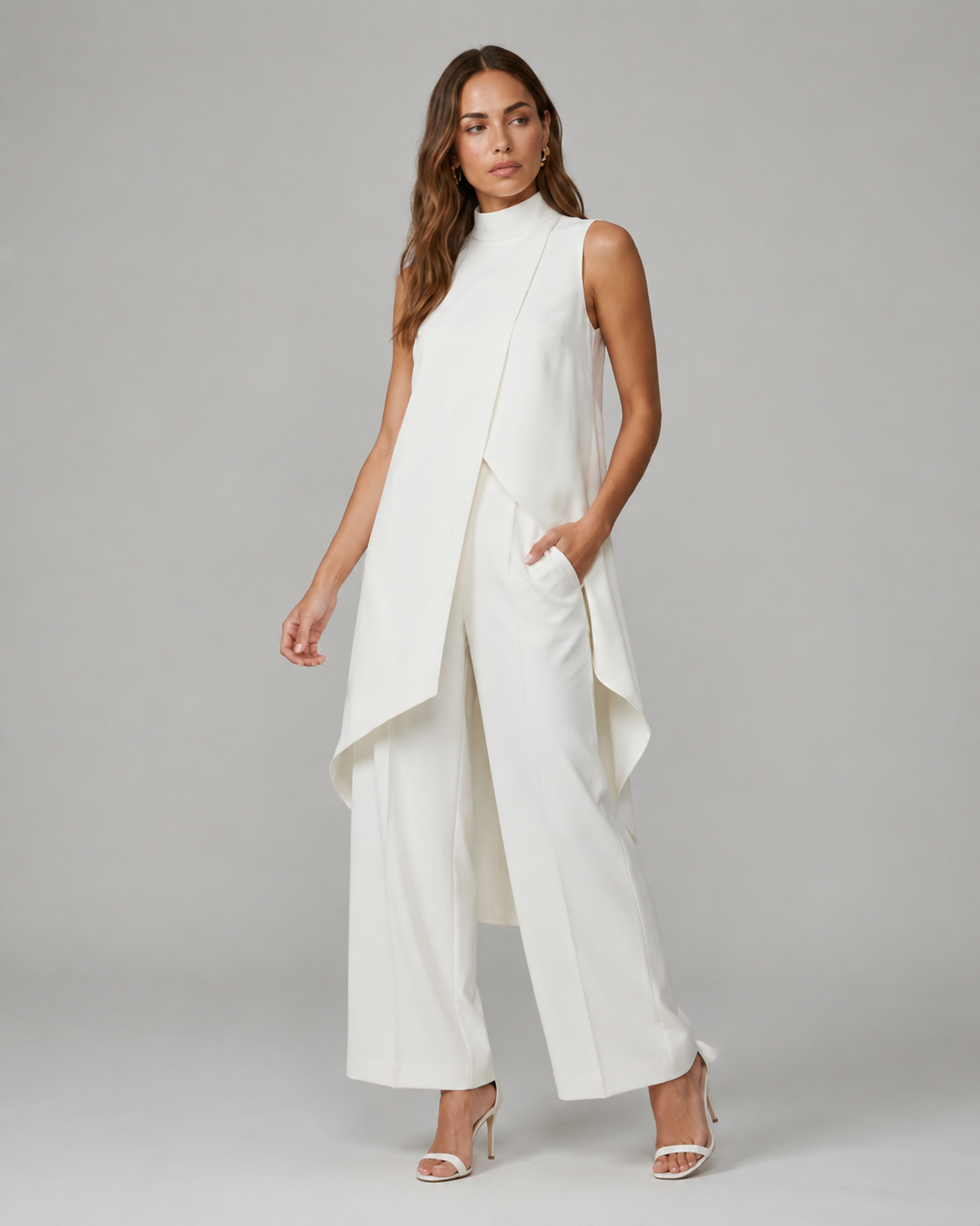 Women's Asymmetrical Wide Leg Jumpsuit – Flowy Formal Evening Jumpsuit
