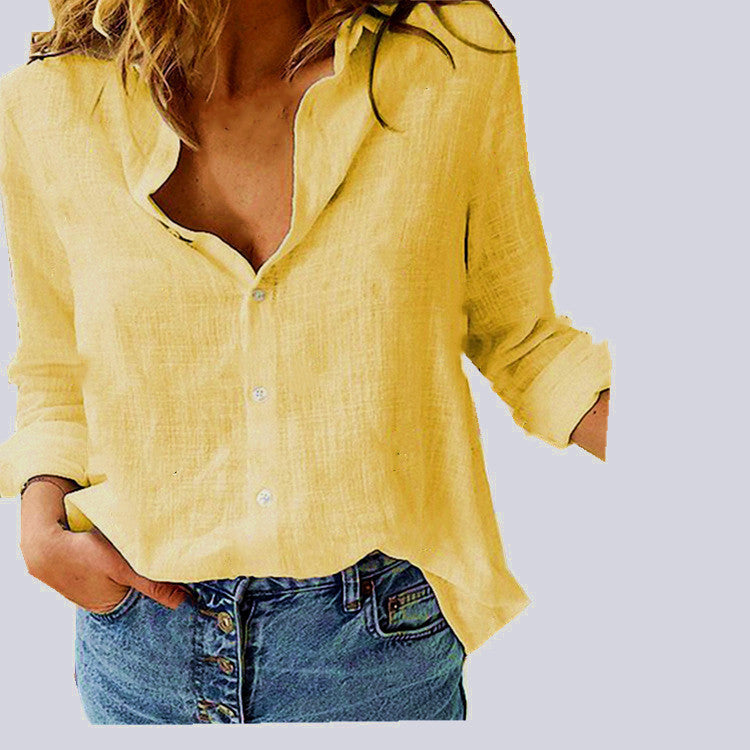 Women's Oversized Pocket Blouse – Collared Relaxed Fit Button Blouse