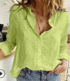 Women's Oversized Pocket Blouse – Collared Relaxed Fit Button Blouse