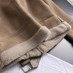Women's Faux Shearling Aviator Jacket – Cropped Winter Jacket
