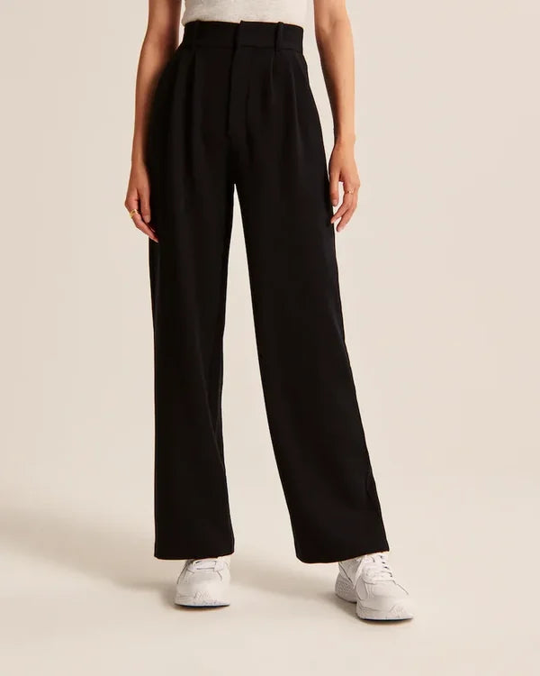 Women's Pleated Wide Leg Pants – High Waist Flowy Dress Trousers