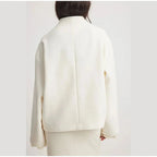 Women's Double-Breasted Winter Coat – Relaxed Stand Collar Overcoat