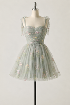 Women's Floral Embroidered Tulle Gown – A-Line Formal Evening Dress