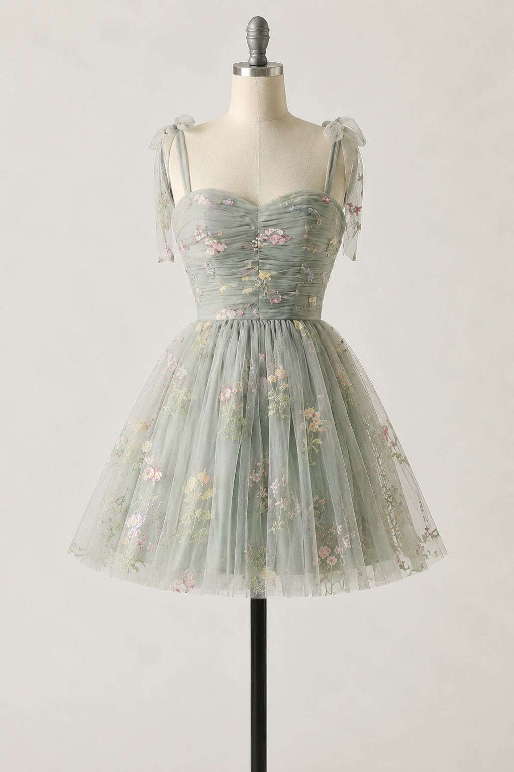 Women's Floral Embroidered Tulle Gown – A-Line Formal Evening Dress