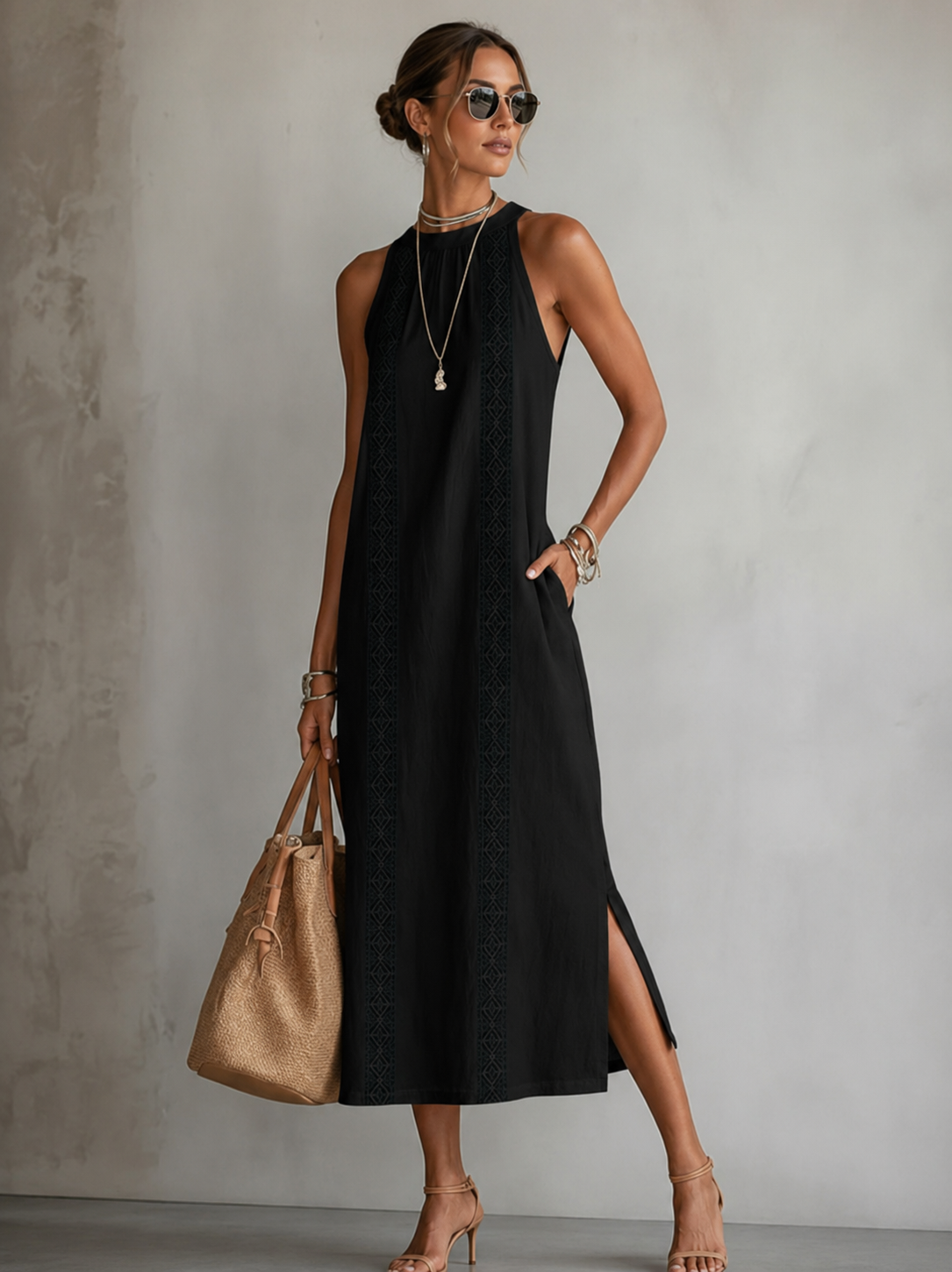 Women's Embroidered Shirt Dress – Relaxed Pocket Flowy Dress