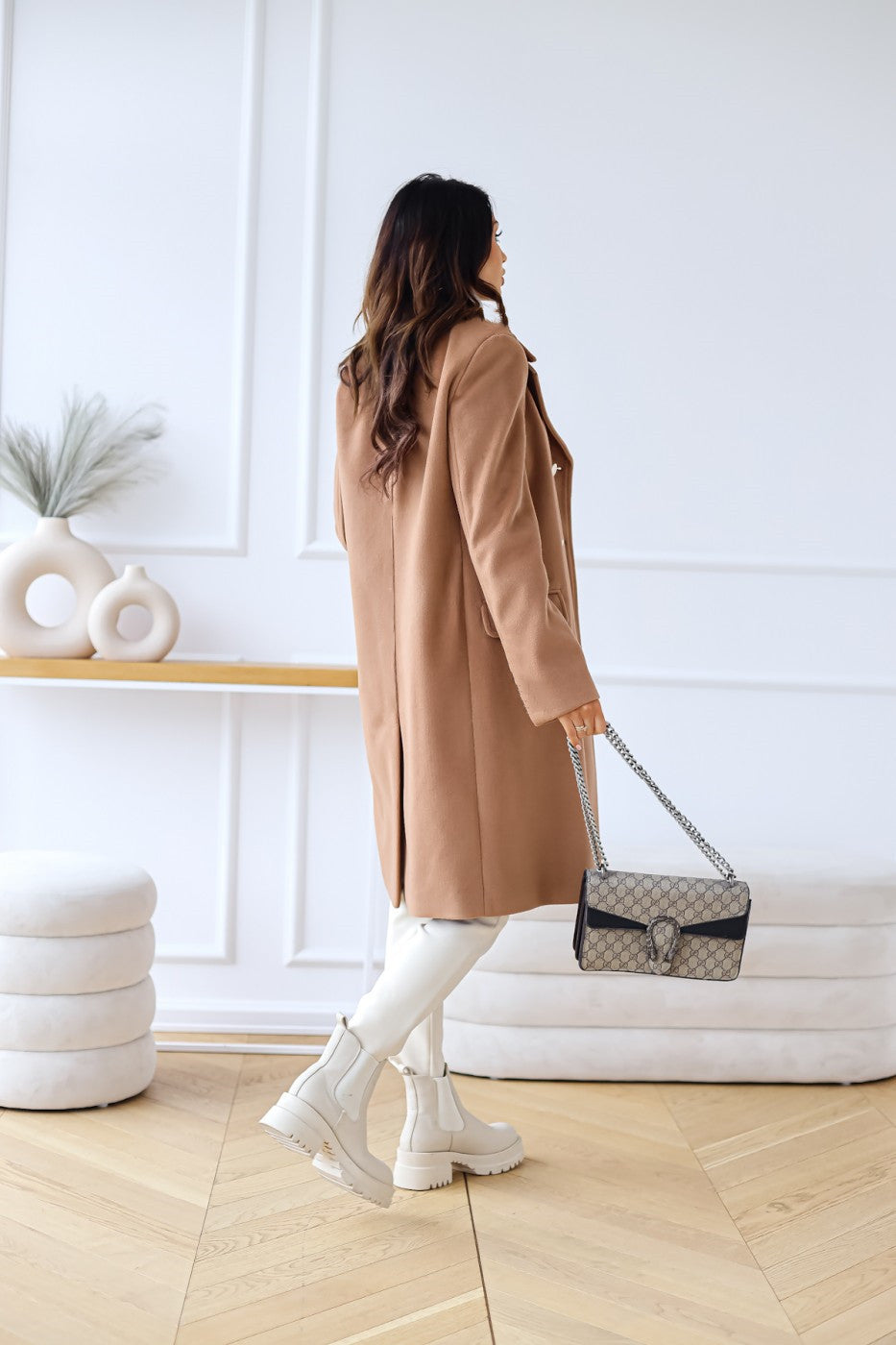 Women's Long Double-Breasted Overcoat – Classic Winter Coat