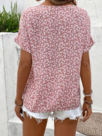 Women's Turn-Up Sleeve Blouse – Curved Hem Button Front Blouse