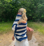 Women's Striped Knit Sweater – Wide Sleeve Oversized Pullover