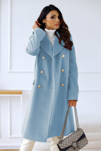 Women's Long Double-Breasted Overcoat – Classic Winter Coat