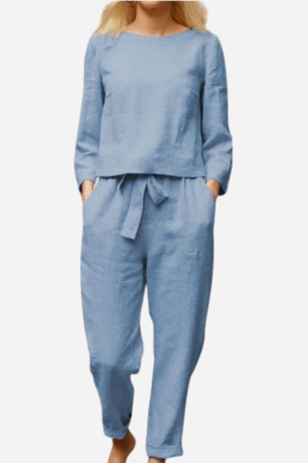 Women's Monochrome Pants Set – Relaxed Top & Wide Leg Trousers