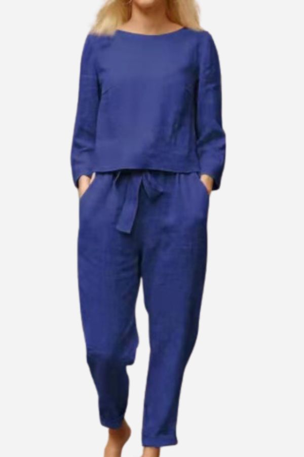 Women's Monochrome Pants Set – Relaxed Top & Wide Leg Trousers