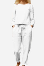 Women's Monochrome Pants Set – Relaxed Top & Wide Leg Trousers
