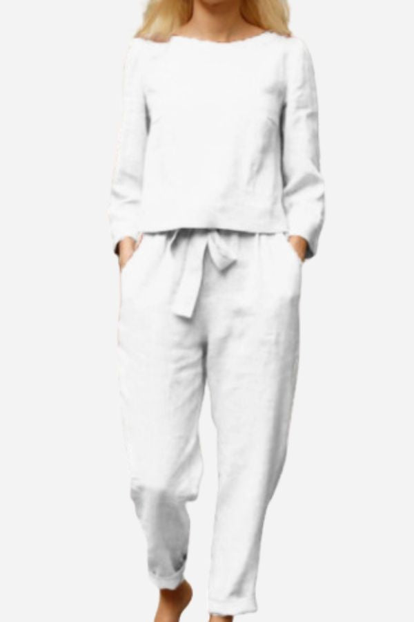 Women's Monochrome Pants Set – Relaxed Top & Wide Leg Trousers